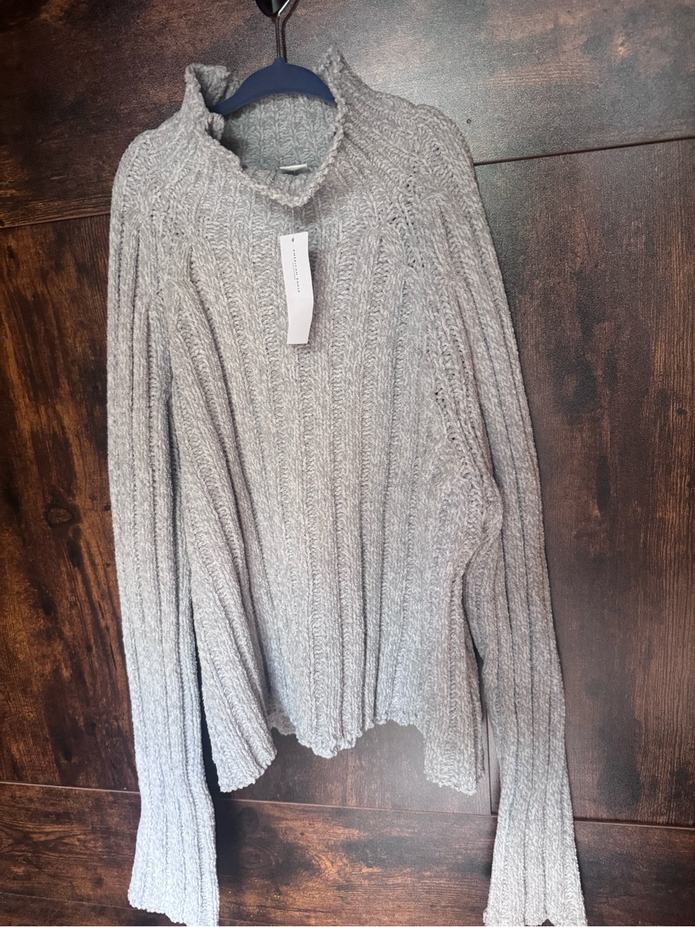 American Eagle Outfitters Gray Ribbed Mock Neck Sweater